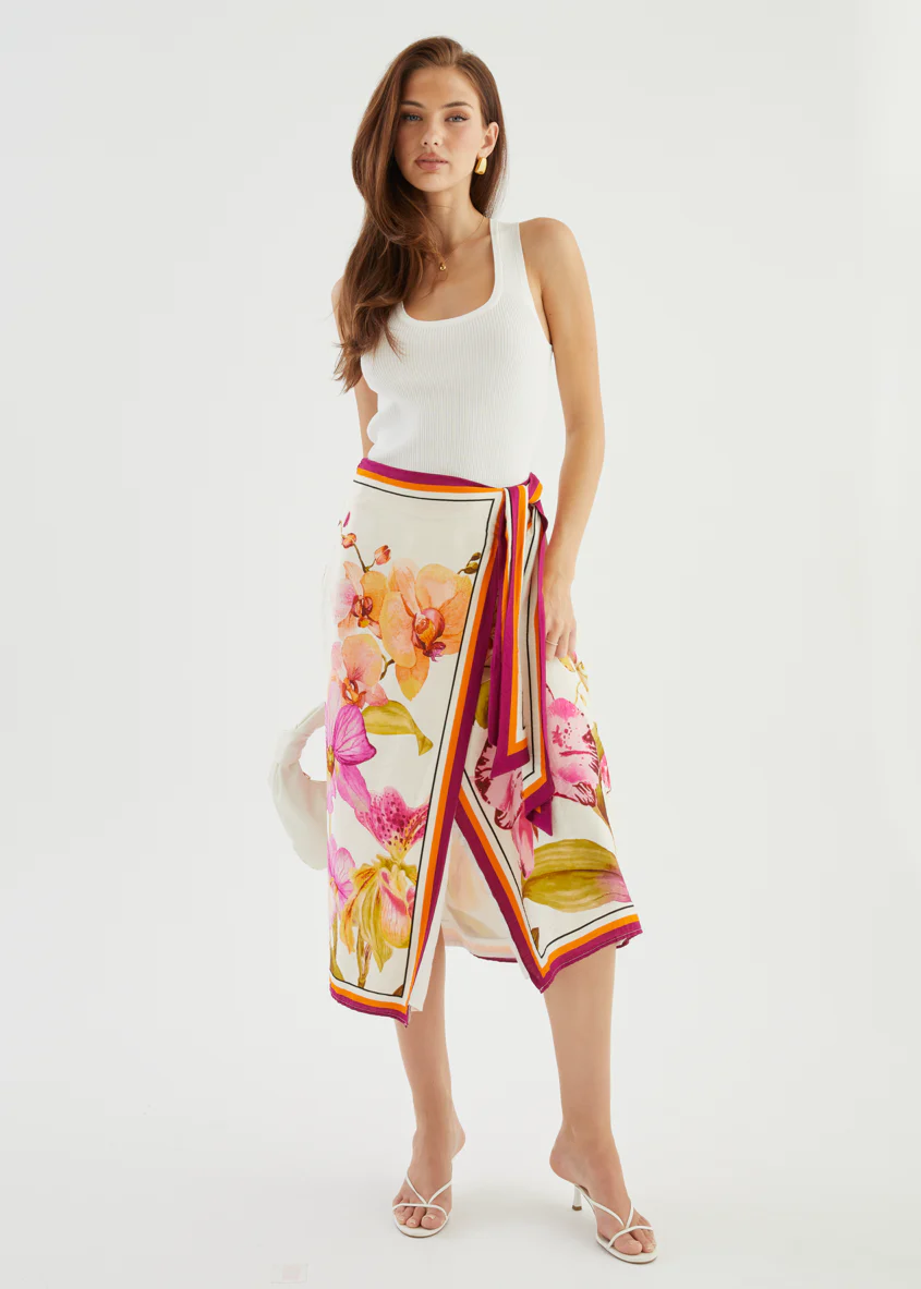 Pamalee Midi Skirt - Fuchsia Orchids - Image 5
