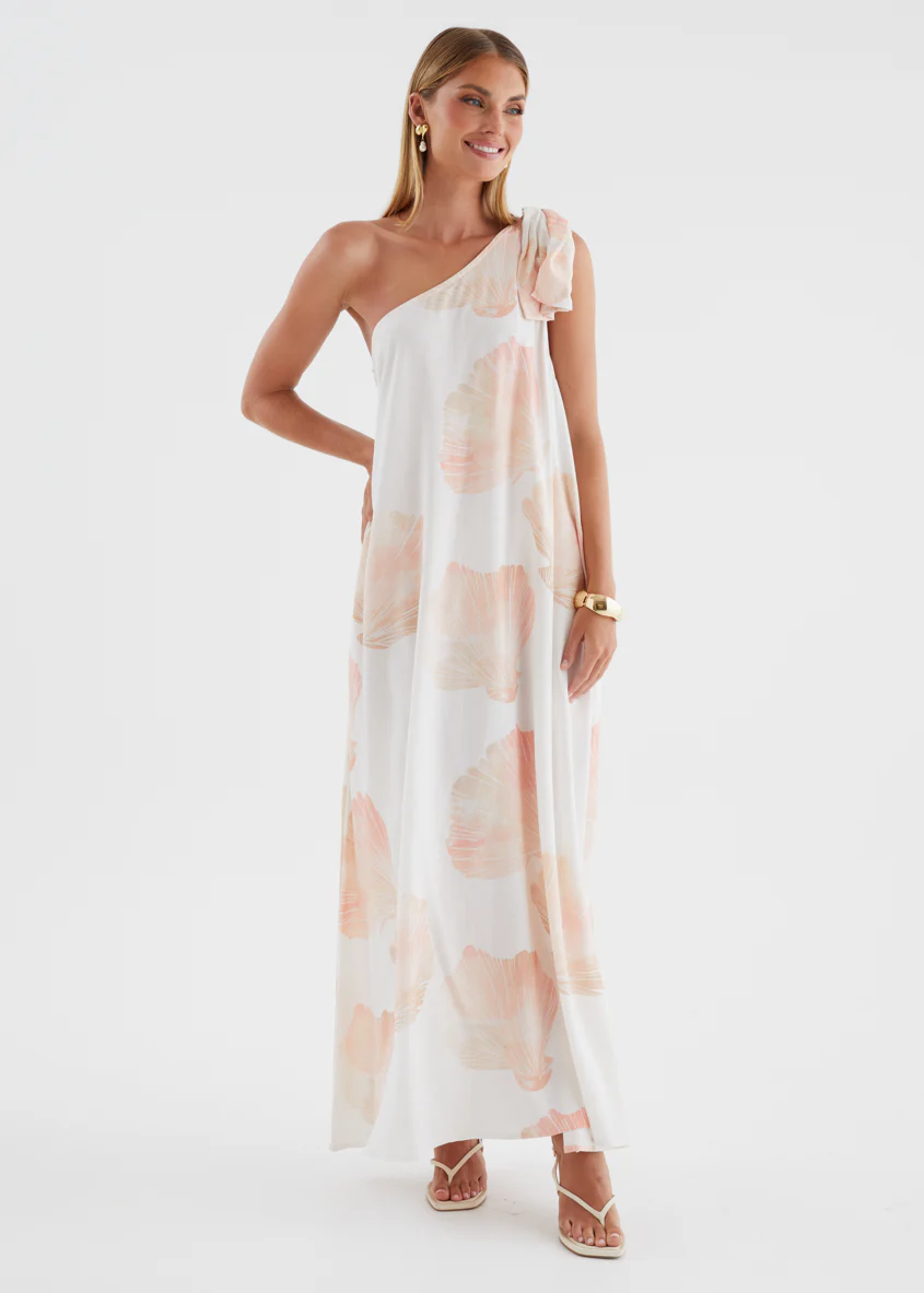 Paradiso One Shoulder Maxi Dress - Peach Shell - Image 2