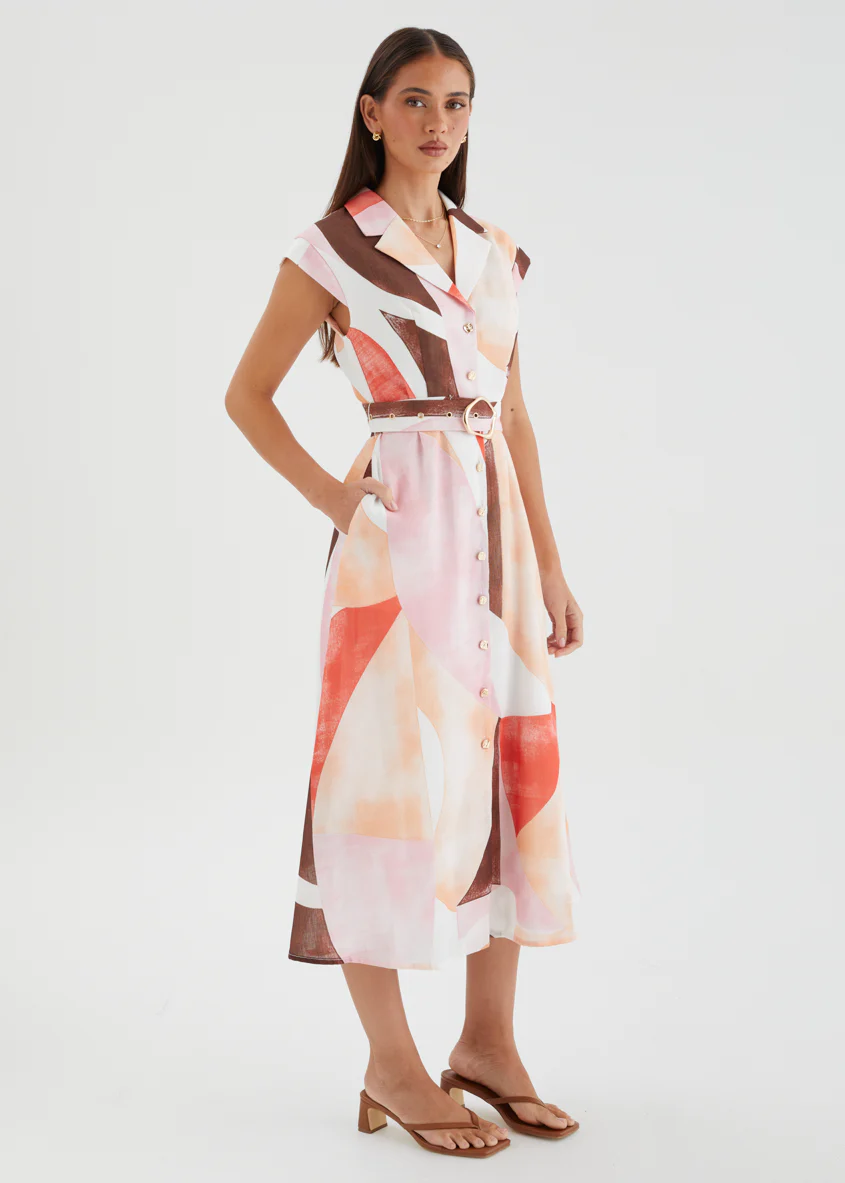 Payson Midi Dress - Peach Abstract - Image 5