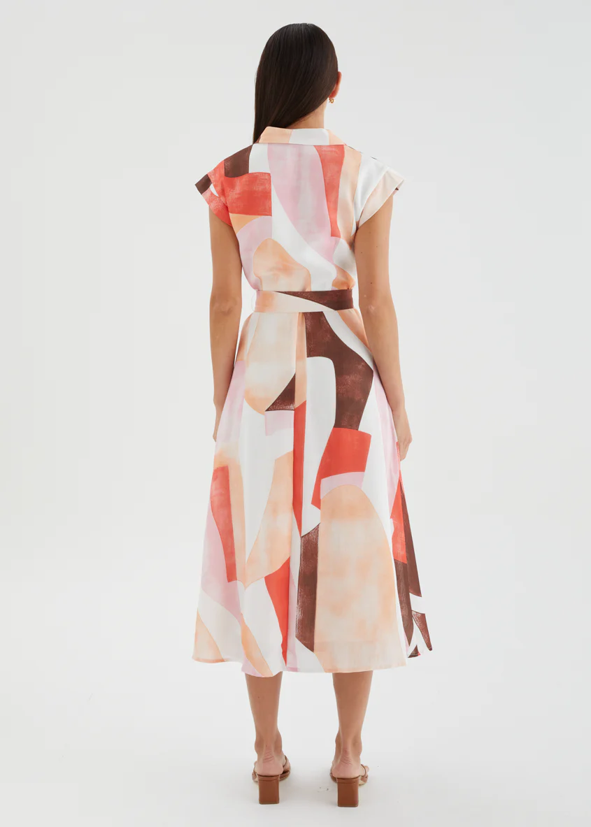 Payson Midi Dress - Peach Abstract - Image 6