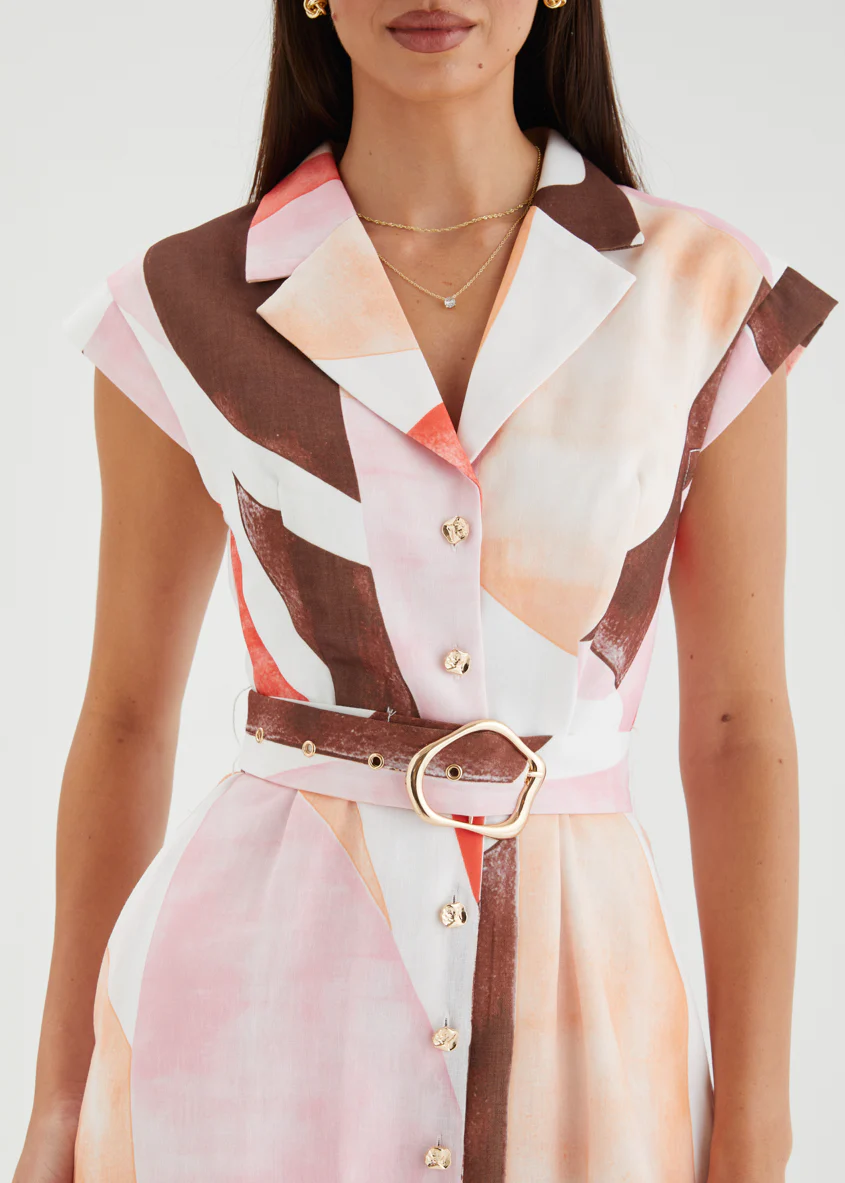 Payson Midi Dress - Peach Abstract - Image 7