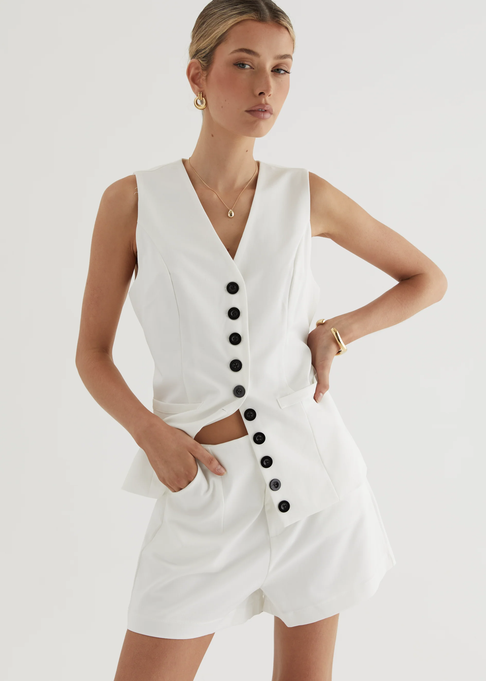 Piovera Vest Top - Off White - Image 12