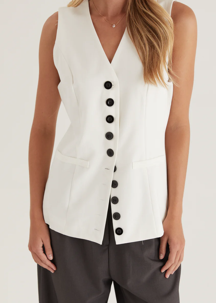 Piovera Vest Top - Off White - Image 9