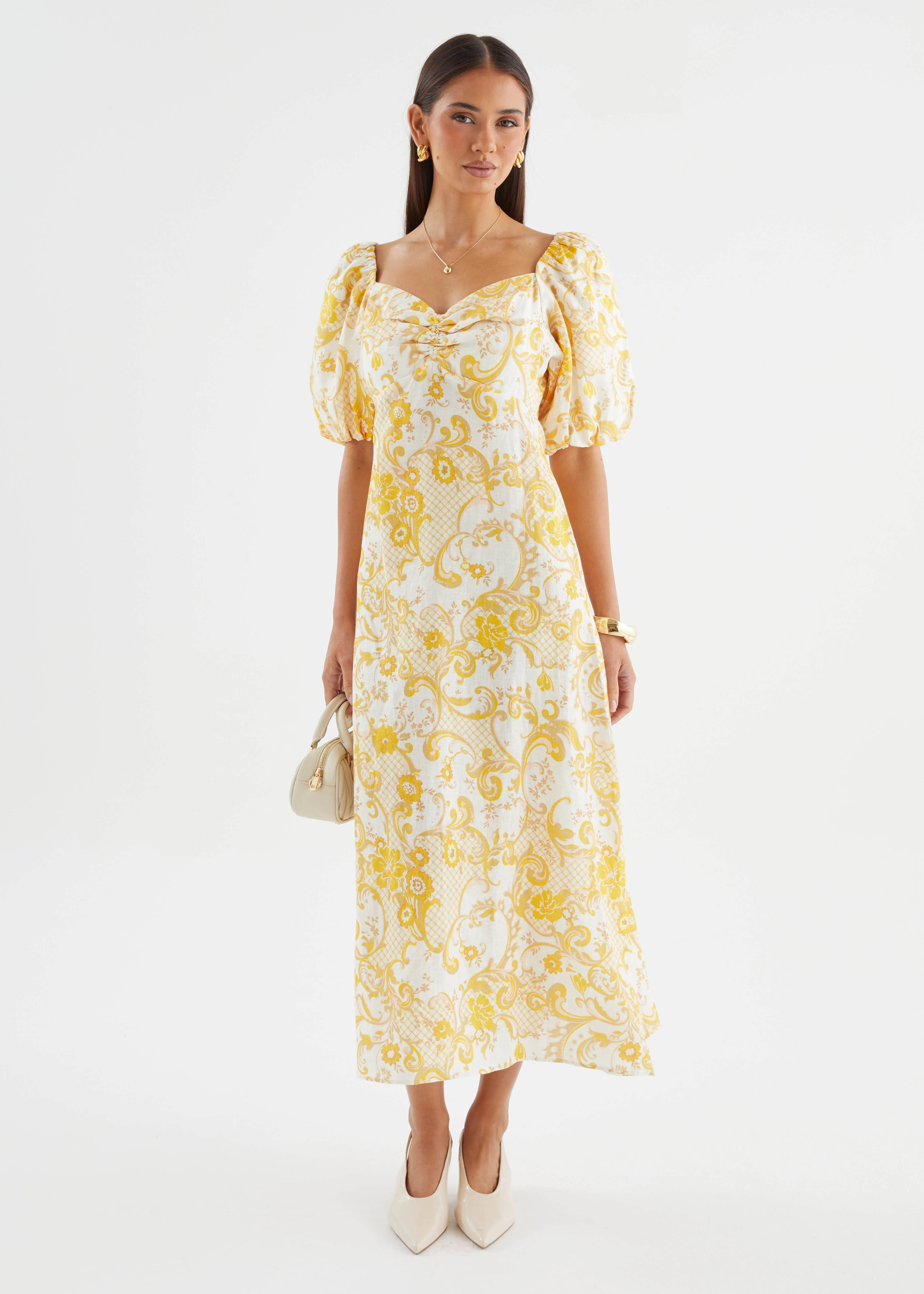 Polina Linen Midi Dress - Pineapple Paisley - Image 3