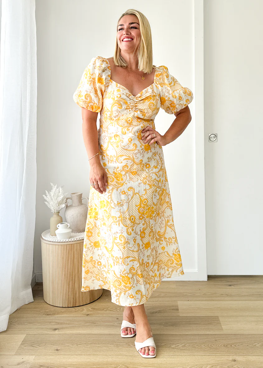 Polina Linen Midi Dress - Pineapple Paisley - Image 4