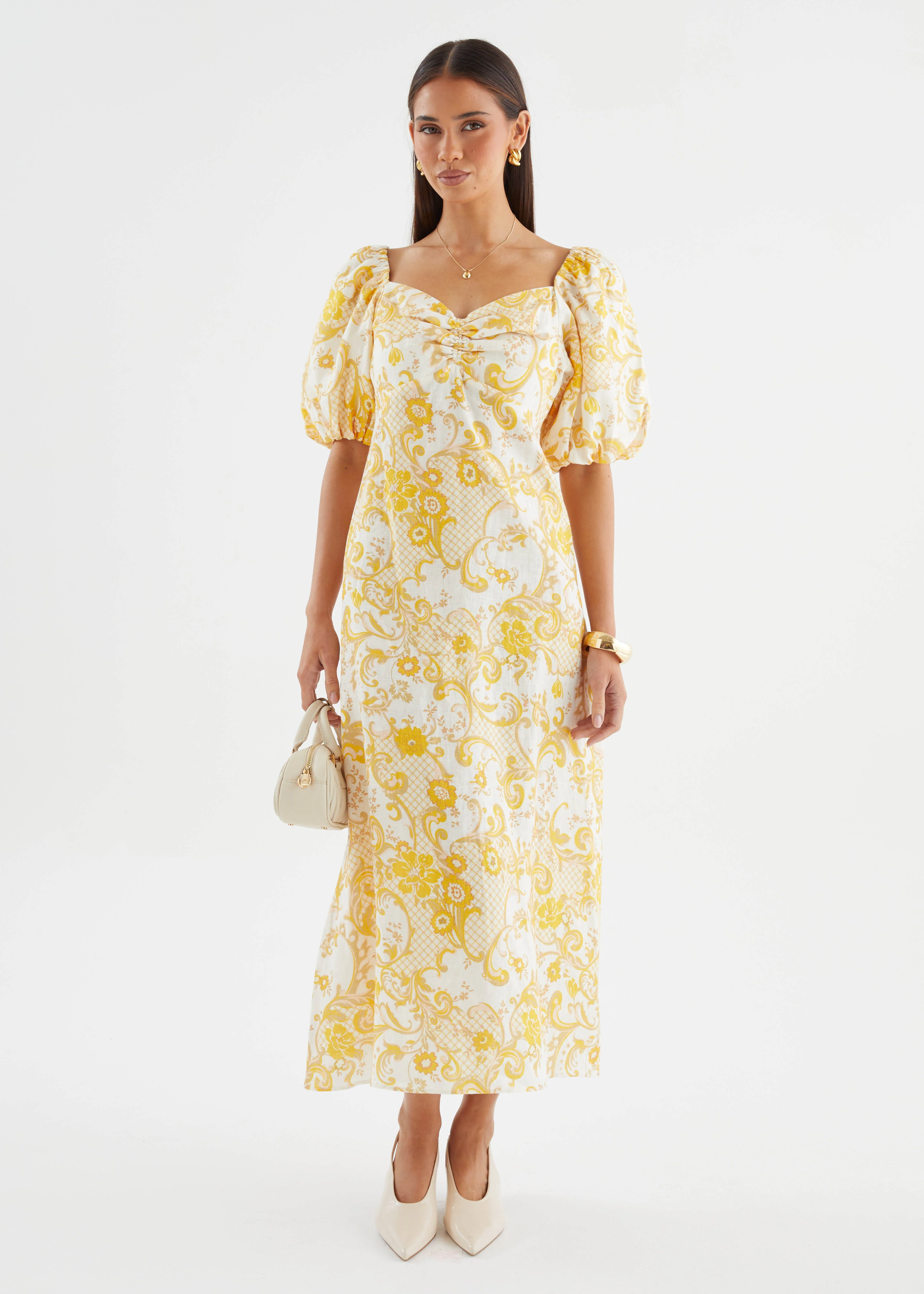 Polina Linen Midi Dress - Pineapple Paisley - Image 5