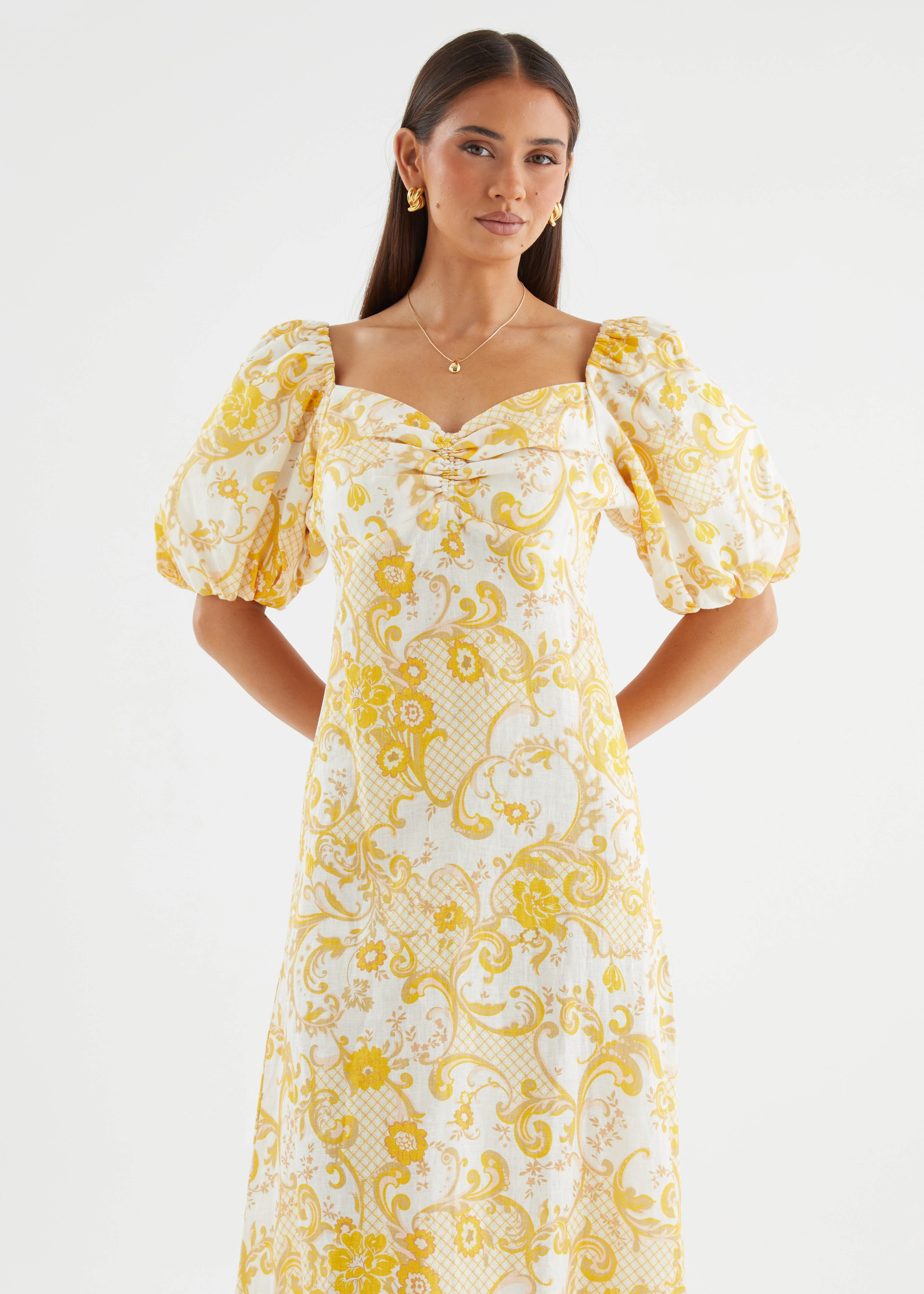 Polina Linen Midi Dress - Pineapple Paisley - Image 6