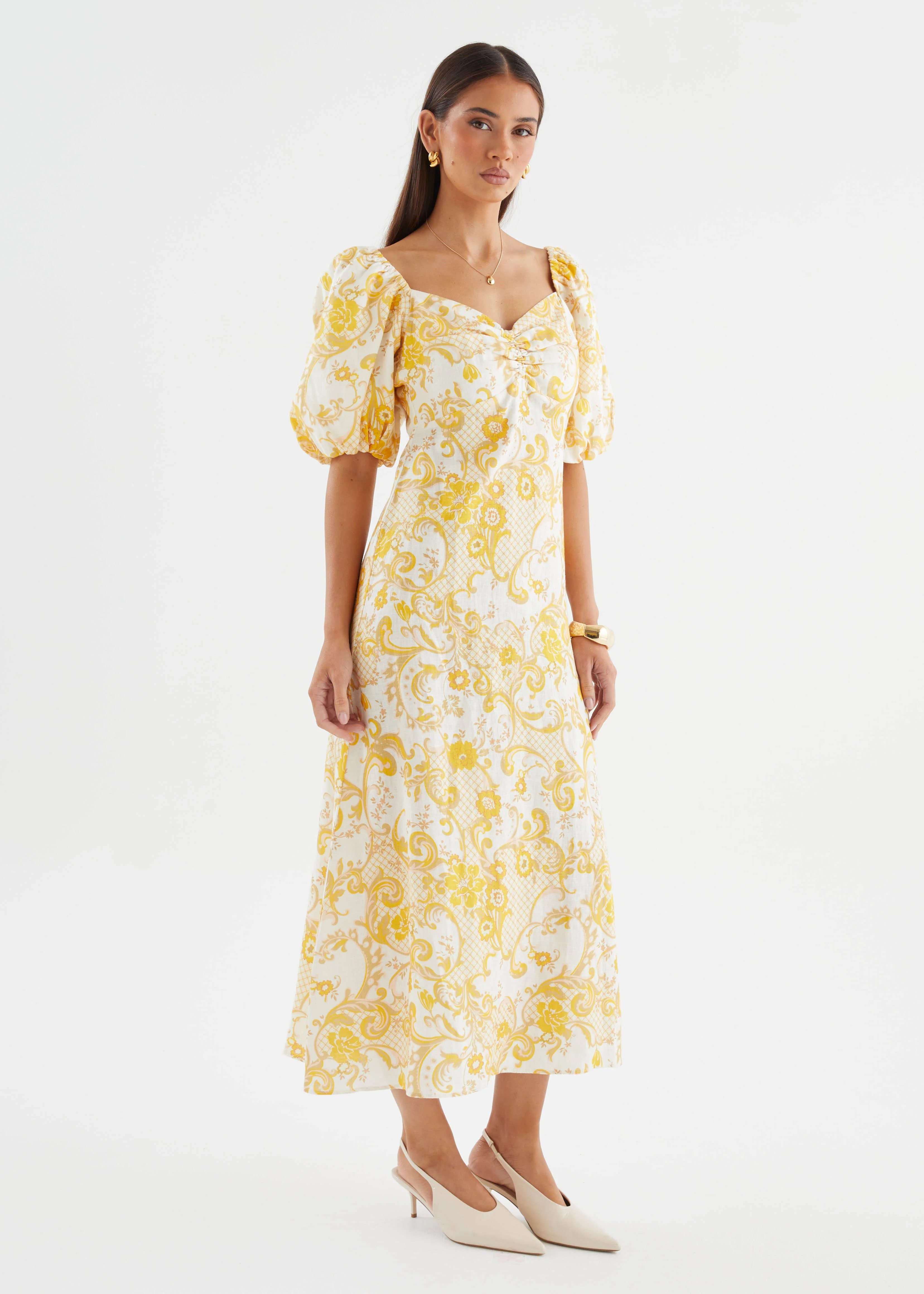 Polina Linen Midi Dress - Pineapple Paisley - Image 7