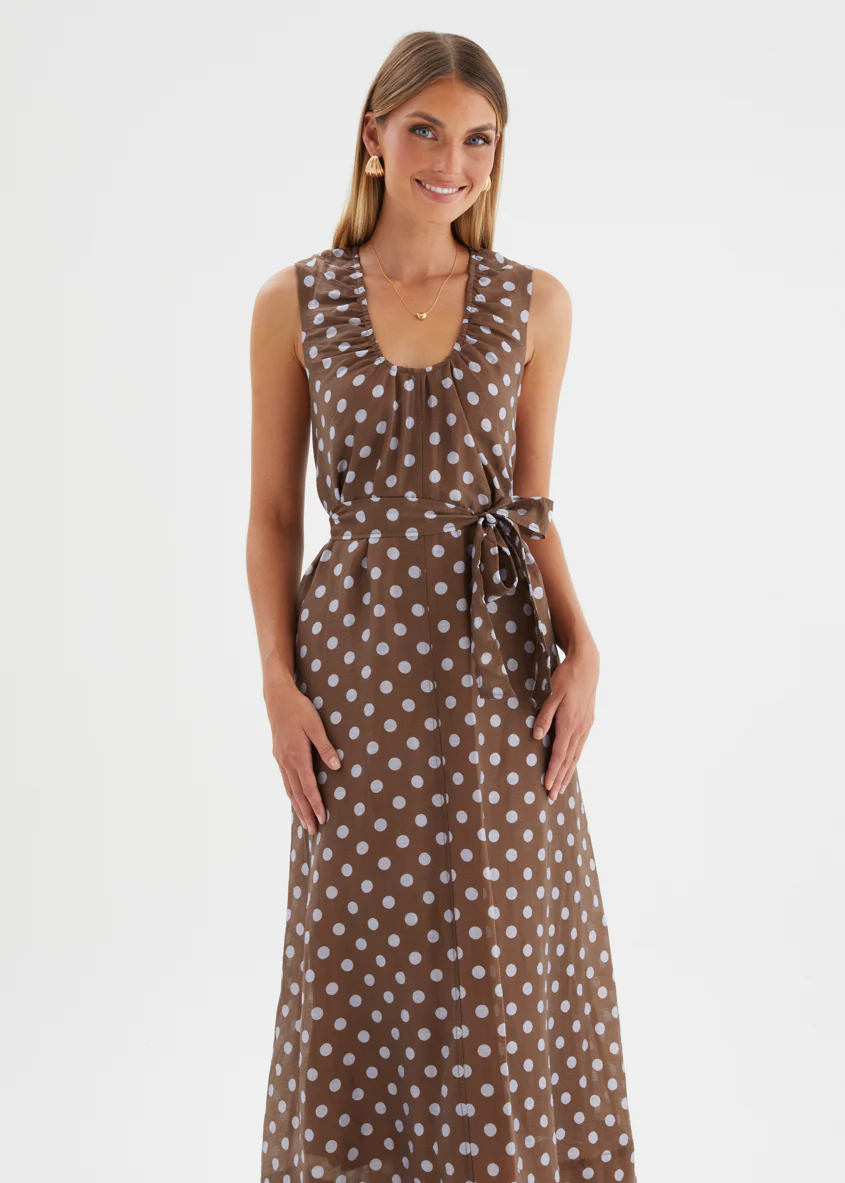 Poppi Maxi Dress - Chocolate Polka - Image 4