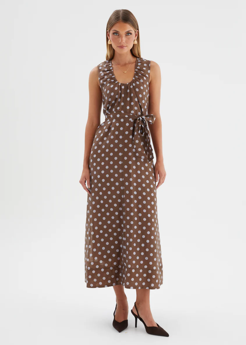 Poppi Maxi Dress - Chocolate Polka - Image 5
