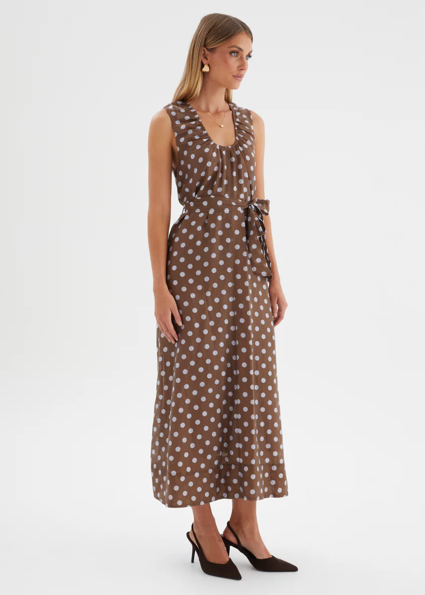 Poppi Maxi Dress - Chocolate Polka - Image 7