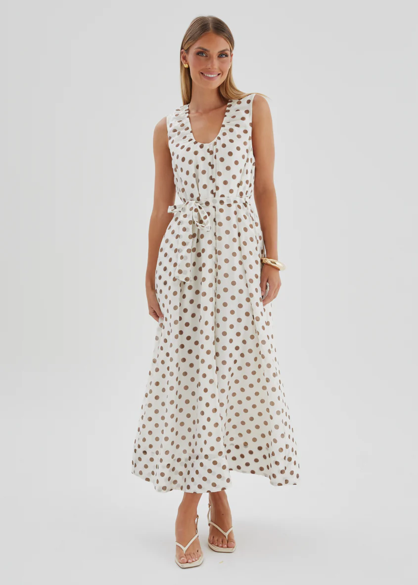 Poppi Maxi Dress - Vanilla Polka