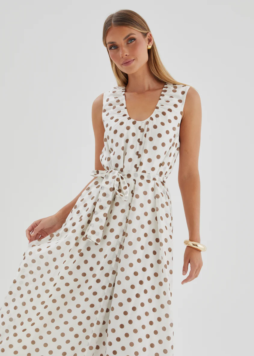 Poppi Maxi Dress - Vanilla Polka - Image 4