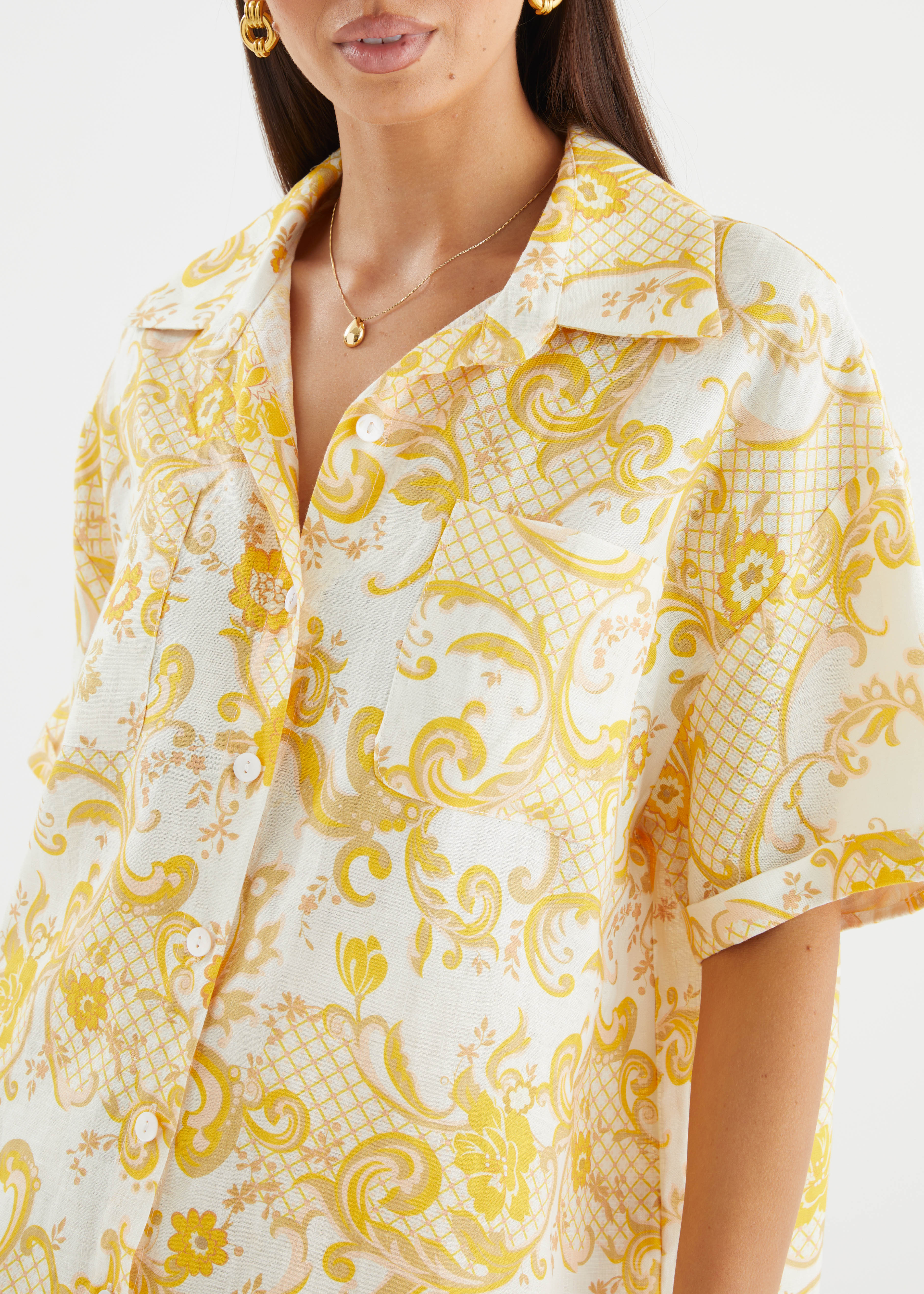 Positano Linen Shirt - Pineapple Paisley - Image 5