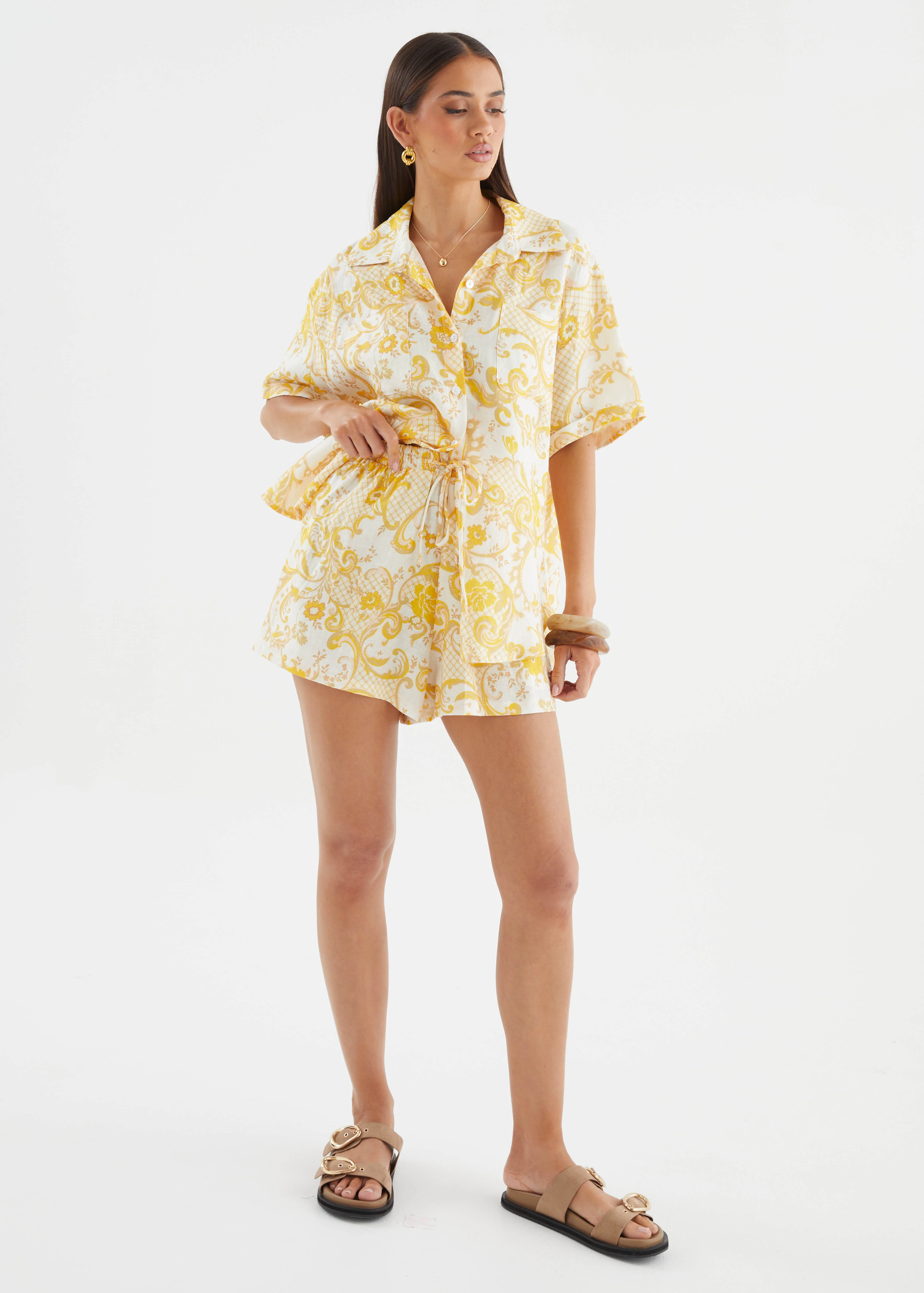 Positano Linen Shorts - Pineapple Paisley - Image 2