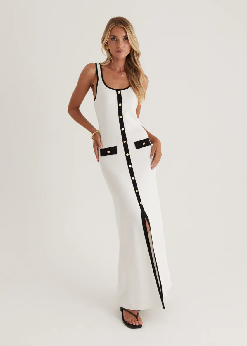 Praia Knit Maxi Dress - Off White - Image 9