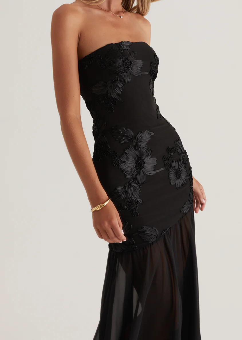 Prairie Strapless Maxi Dress - Black - Image 10