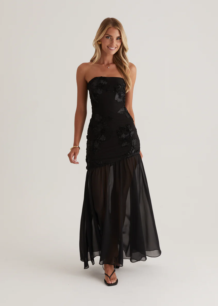Prairie Strapless Maxi Dress - Black - Image 3