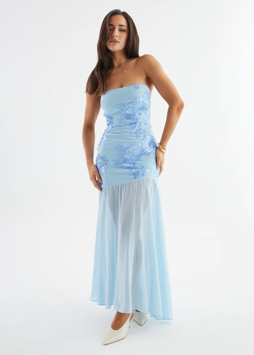Prairie Strapless Maxi Dress - Blue - Image 16