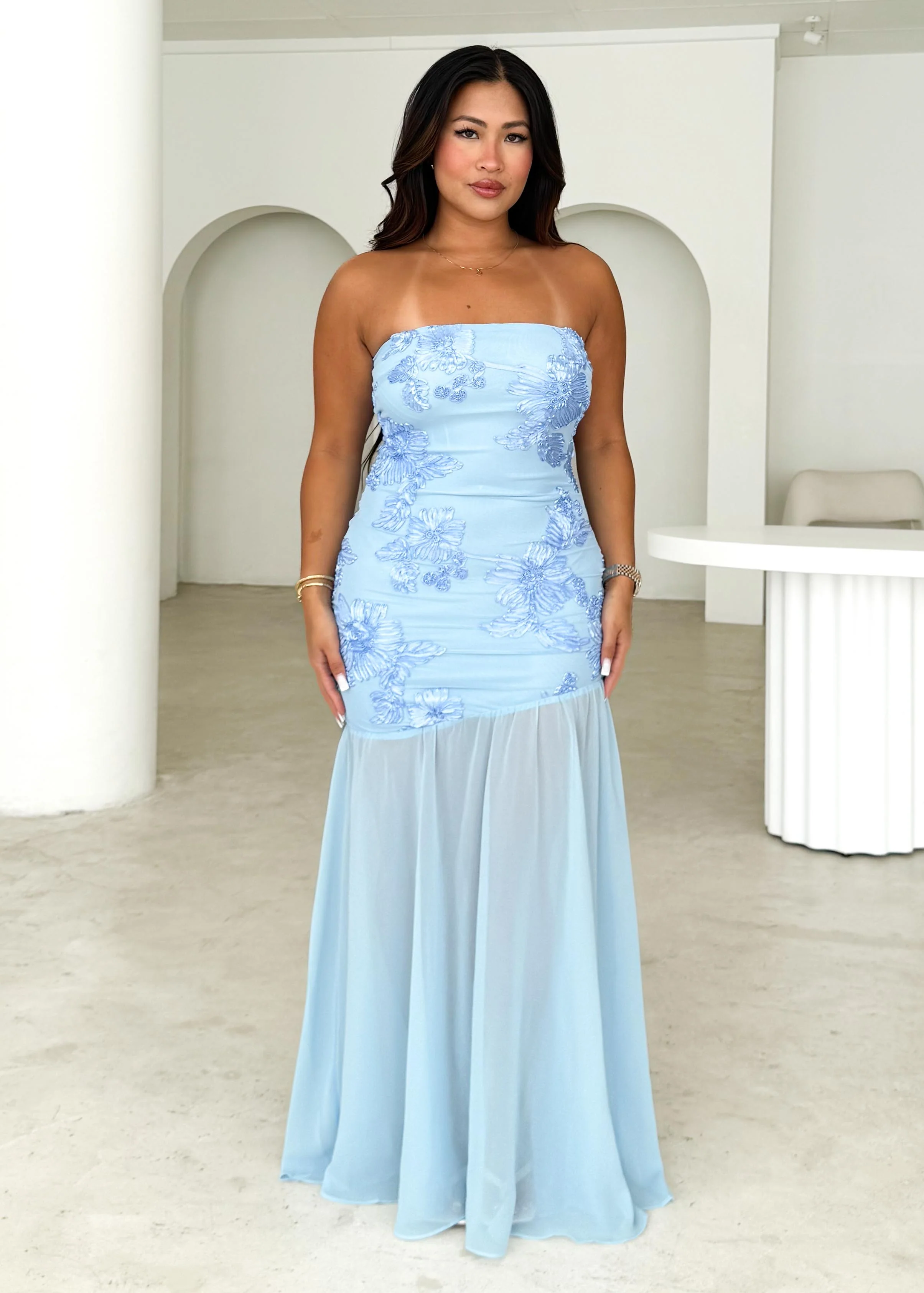 Prairie Strapless Maxi Dress - Blue - Image 4