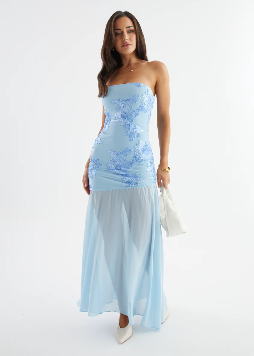 Prairie Strapless Maxi Dress - Blue - Image 7