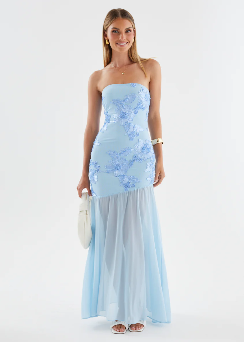 Prairie Strapless Maxi Dress - Blue - Image 8
