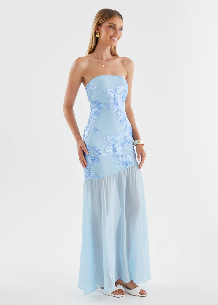 Prairie Strapless Maxi Dress - Blue - Image 9