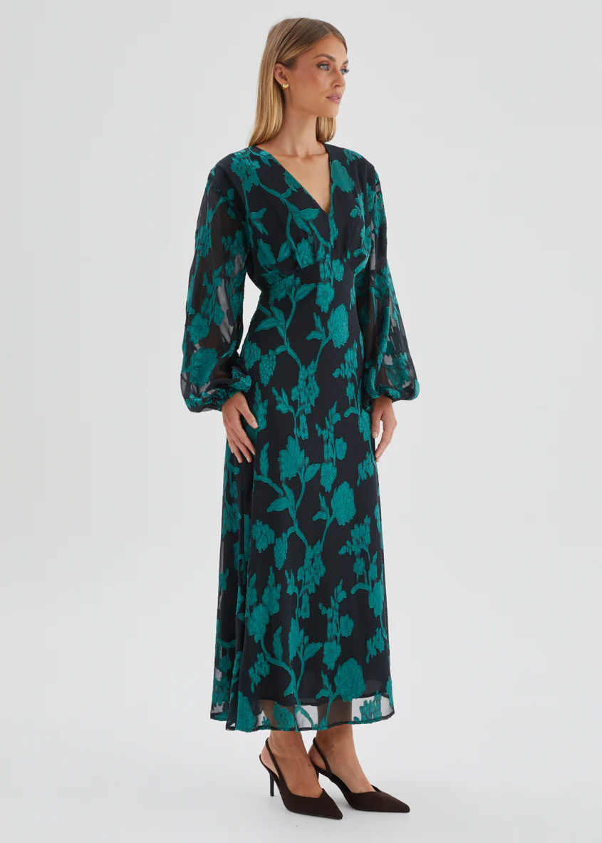 Primavera Maxi Dress - Emerald Floral - Image 6