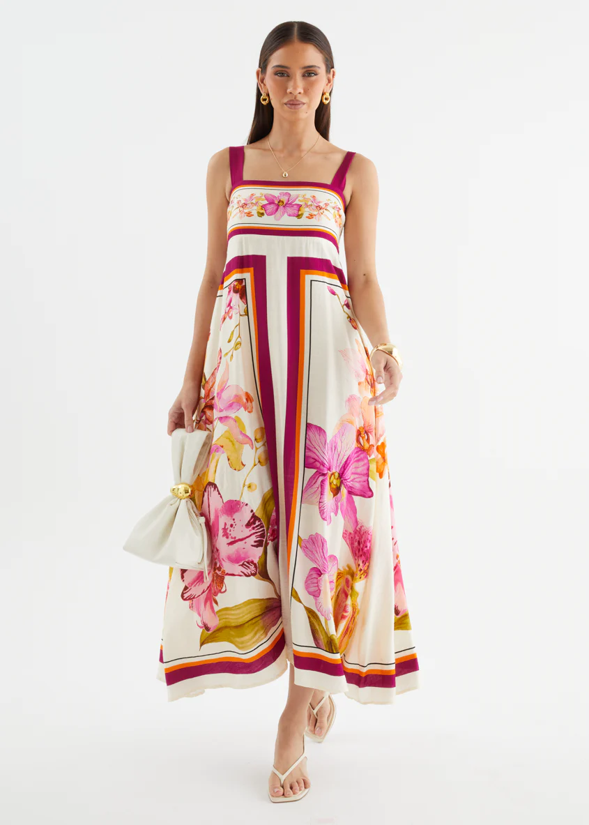 Priscilla Maxi Dress - Fuchsia Orchids - Image 2