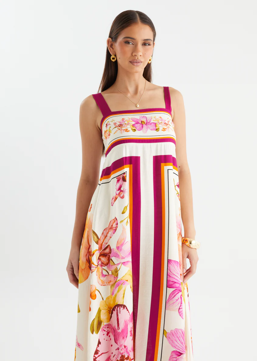 Priscilla Maxi Dress - Fuchsia Orchids - Image 3