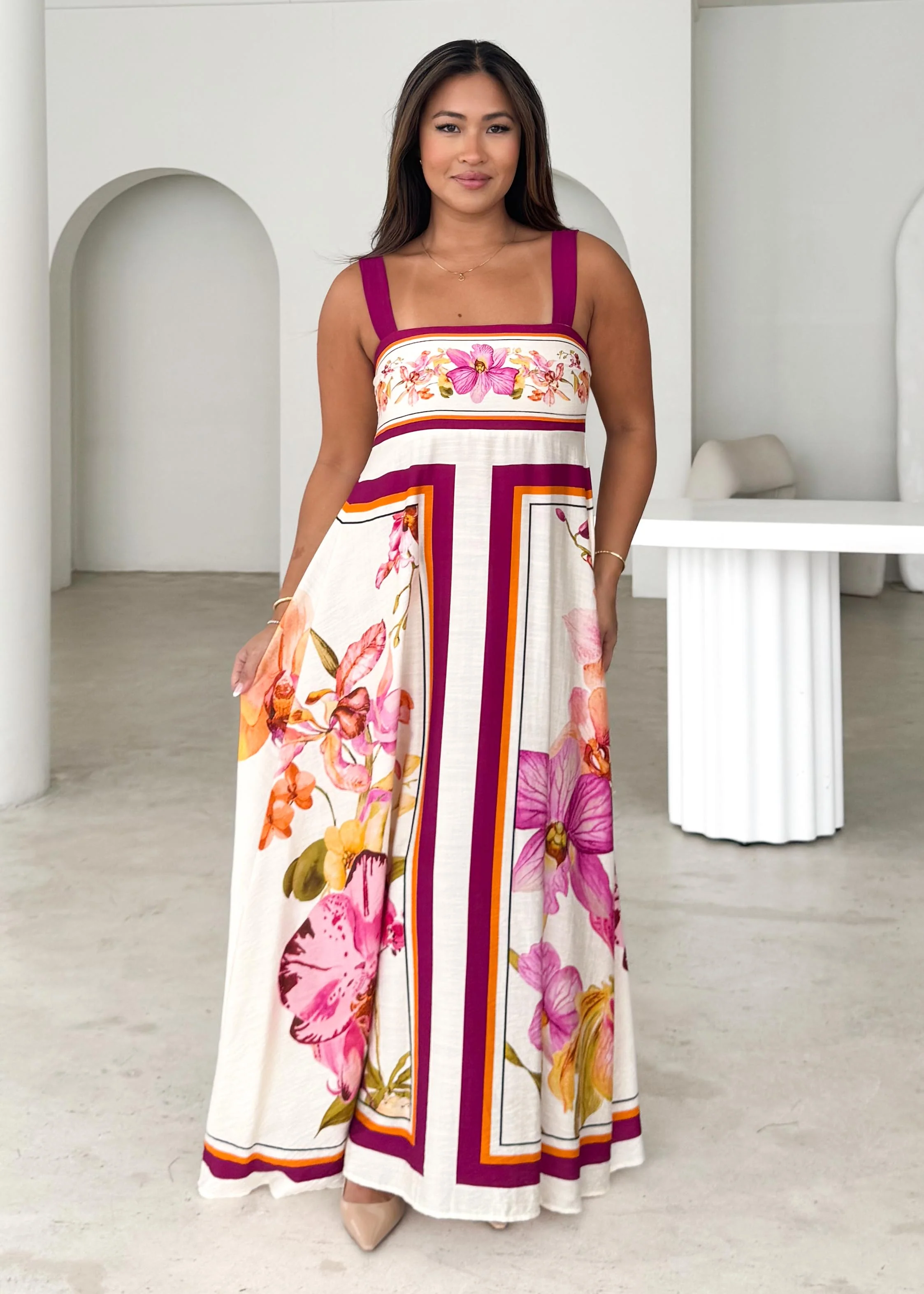 Priscilla Maxi Dress - Fuchsia Orchids - Image 5