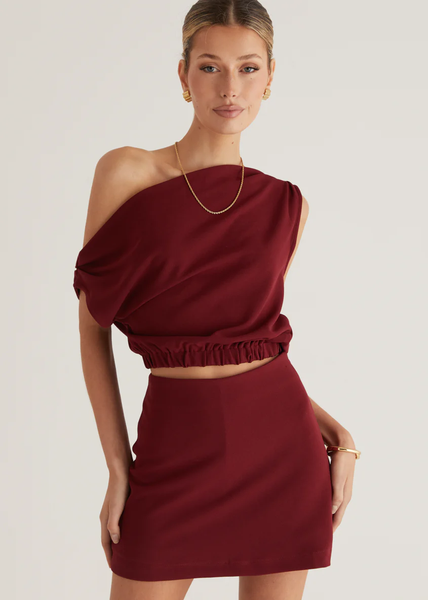 Priya Drop Shoulder Crop - Wine - Image 7