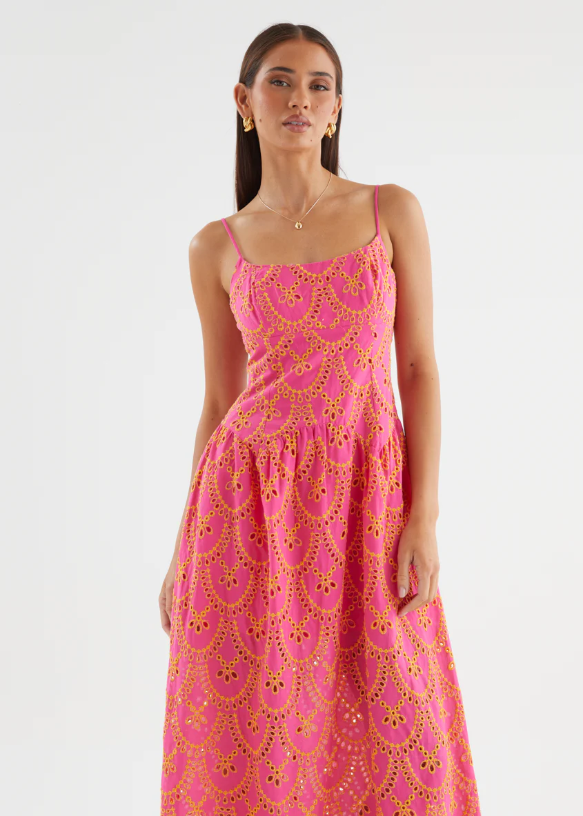 Purila Maxi Dress - Pink Embroidered - Image 7