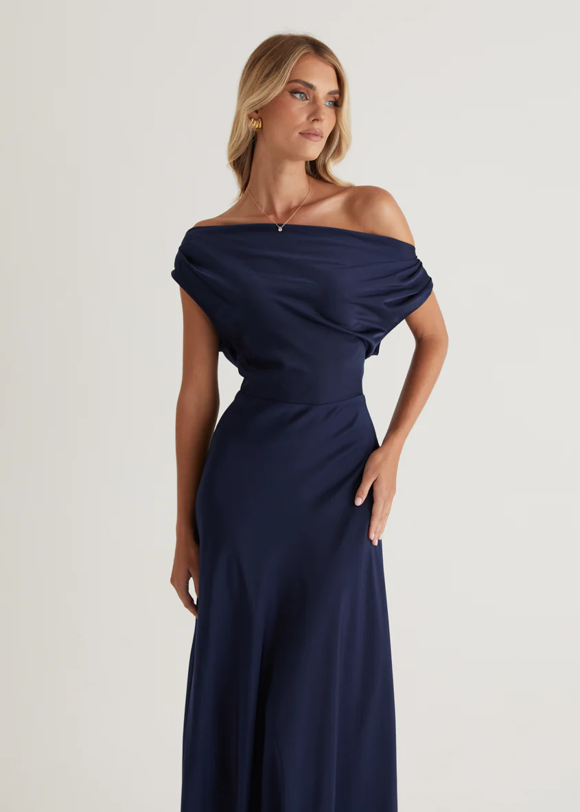 Rae Off Shoulder Maxi Dress - Navy - Image 5
