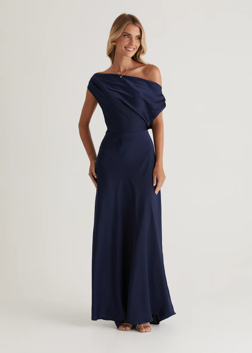 Rae Off Shoulder Maxi Dress - Navy - Image 6
