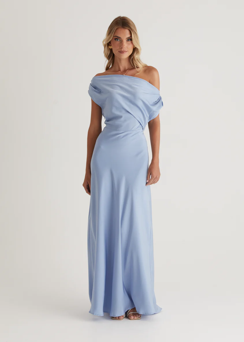 Rae Off Shoulder Maxi Dress - Sky Blue - Image 4