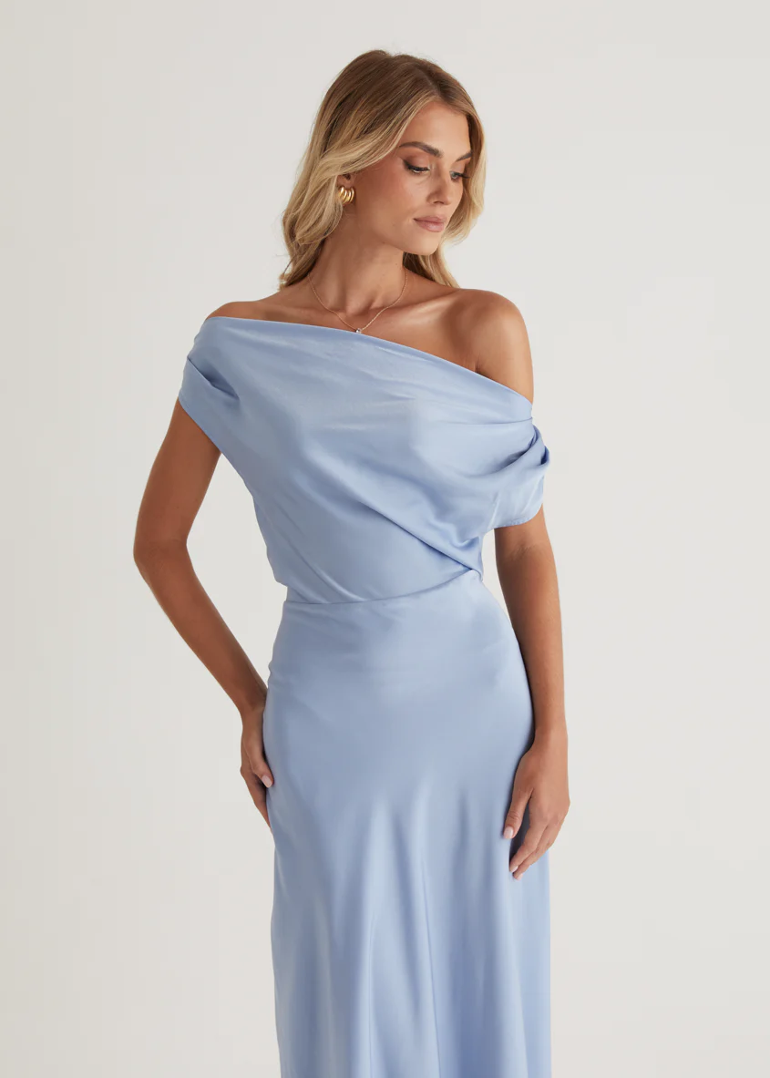 Rae Off Shoulder Maxi Dress - Sky Blue - Image 9