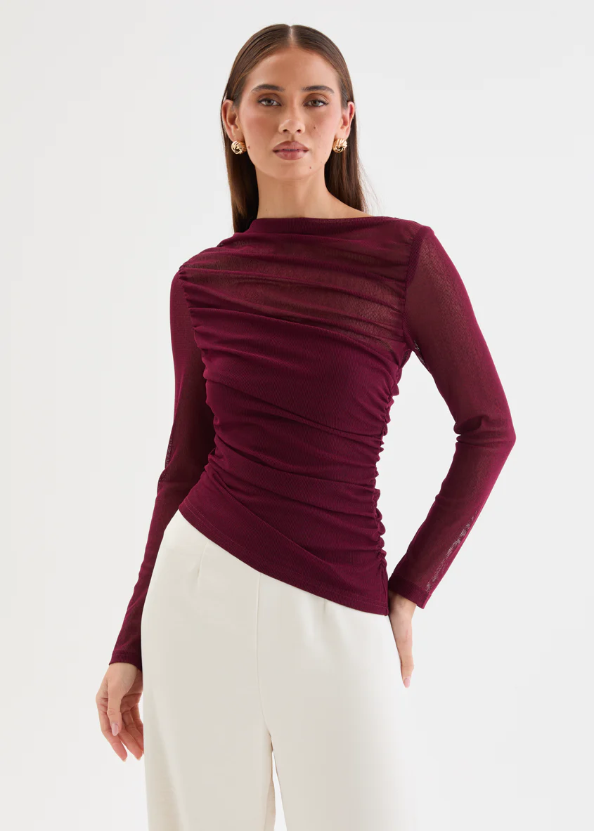 Raphaella Mesh Top - Mulberry