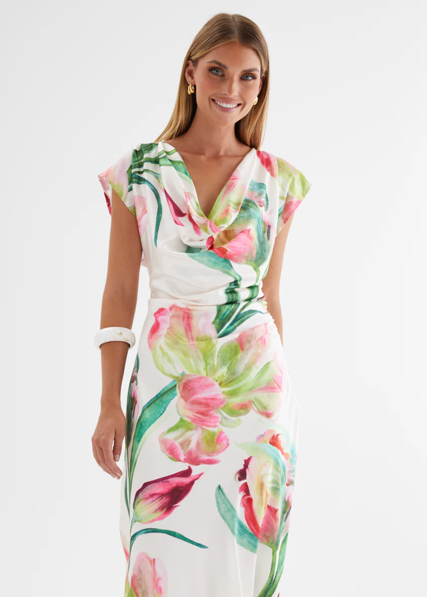 Remi Floral Midi Dress - Pink Orchid - Image 9