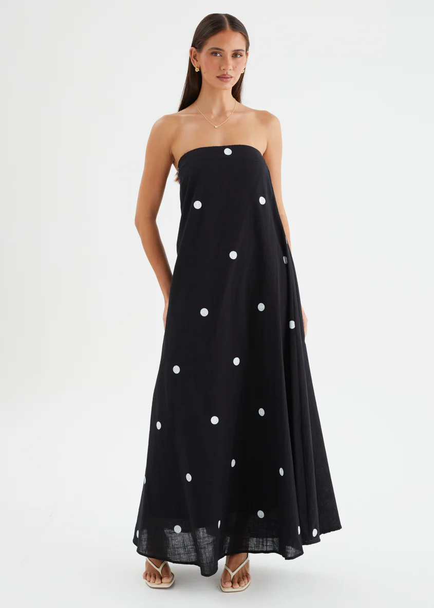 Remora Strapless Maxi Dress - Black Polka - Image 4