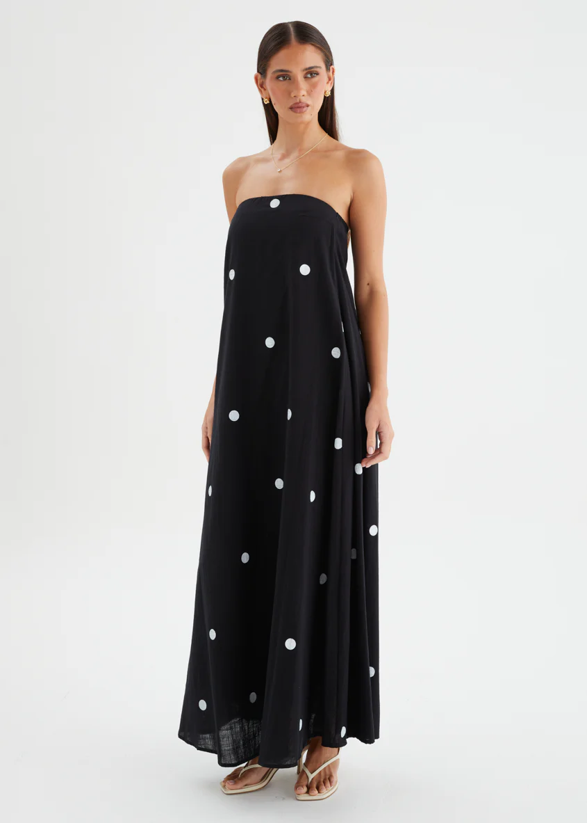 Remora Strapless Maxi Dress - Black Polka - Image 5