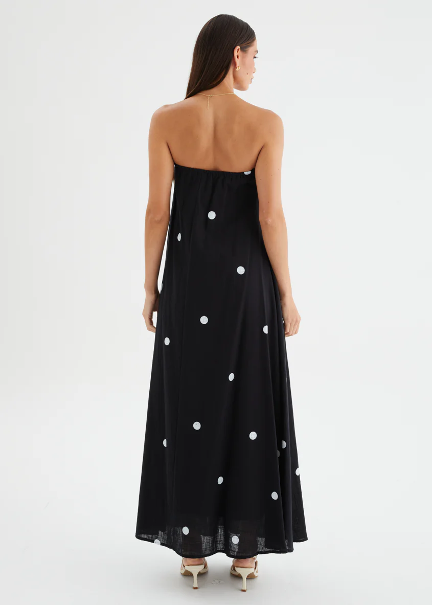 Remora Strapless Maxi Dress - Black Polka - Image 7