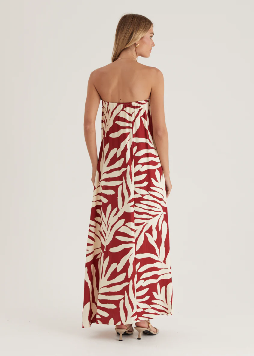 Remora Strapless Maxi Dress - Ruby Leaf - Image 10