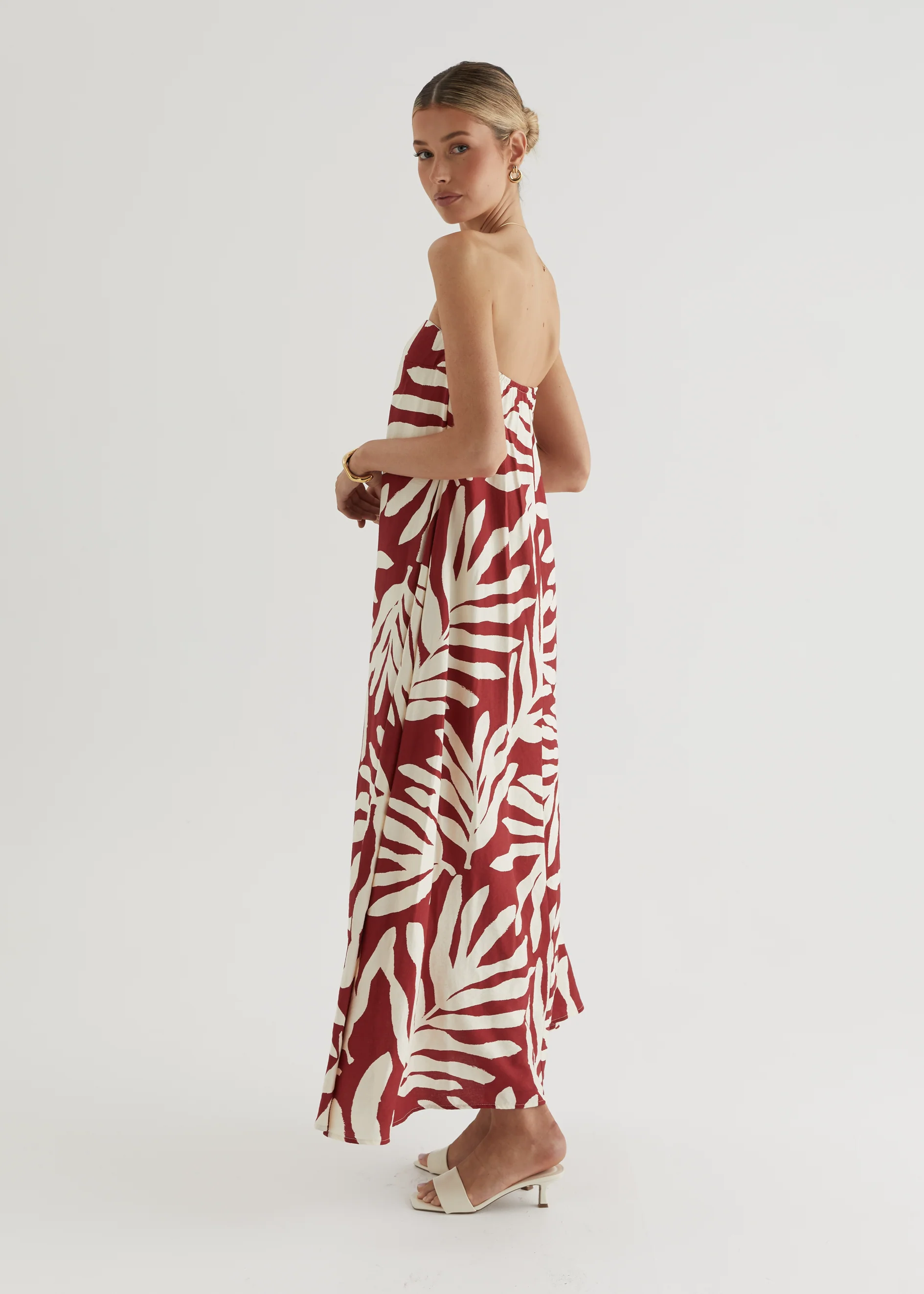 Remora Strapless Maxi Dress - Ruby Leaf - Image 17