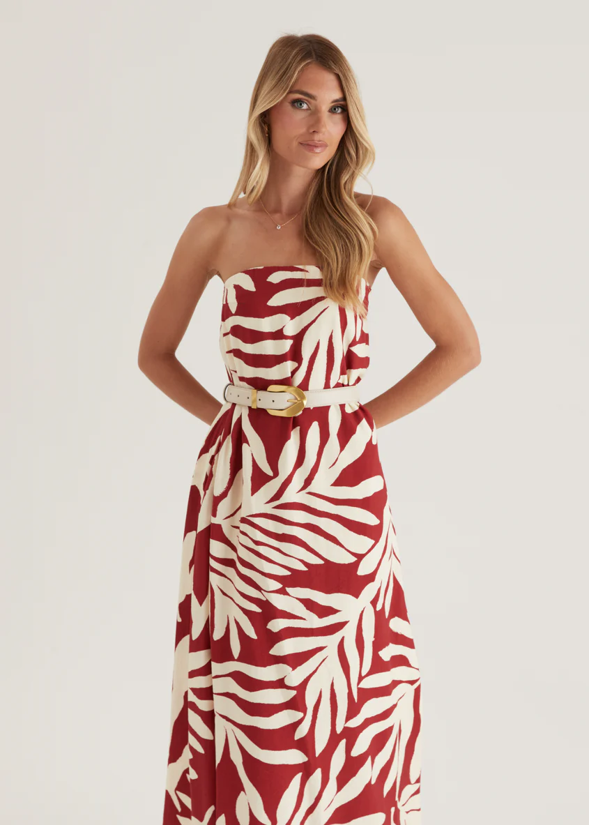 Remora Strapless Maxi Dress - Ruby Leaf - Image 3