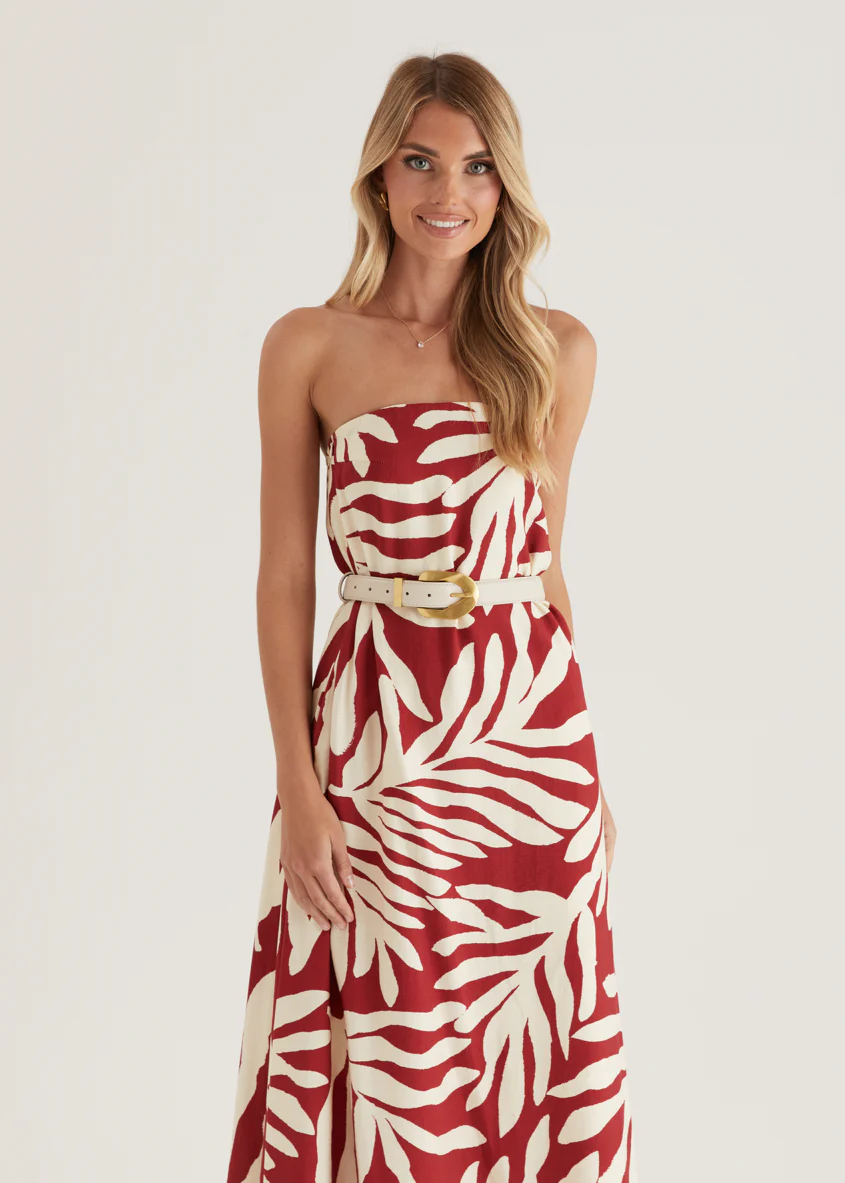 Remora Strapless Maxi Dress - Ruby Leaf - Image 7