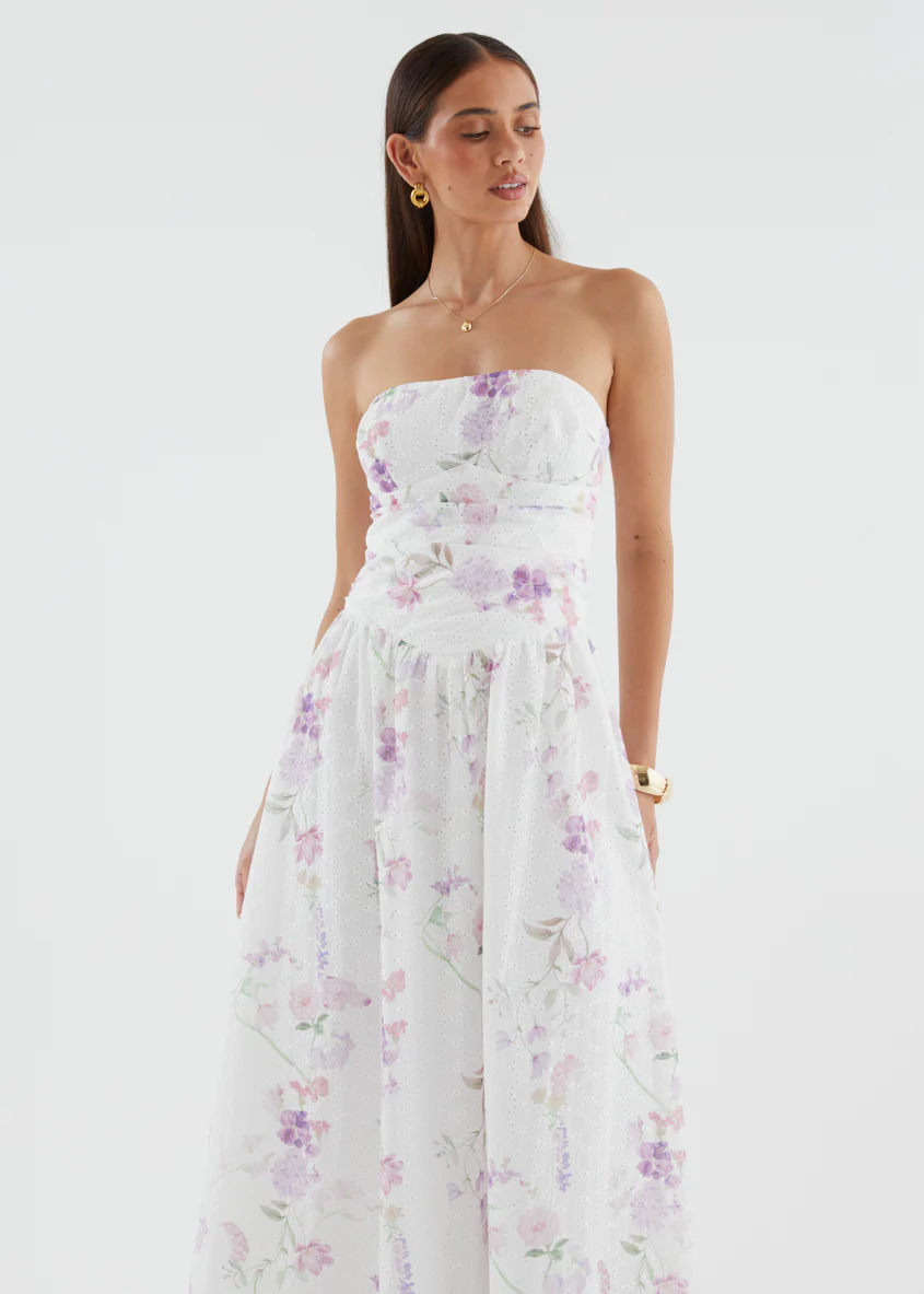 Rena Strapless Maxi Dress - Lavender Flowers - Image 2