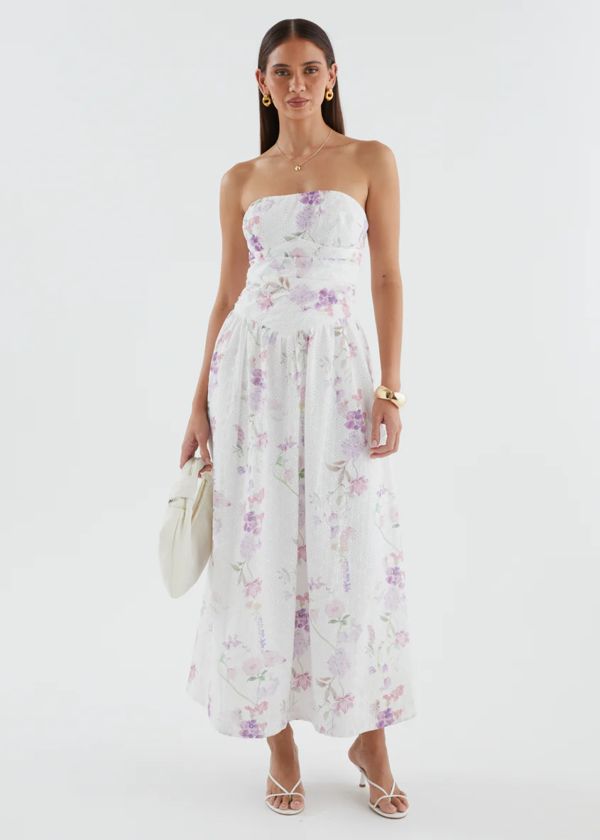 Rena Strapless Maxi Dress - Lavender Flowers - Image 3