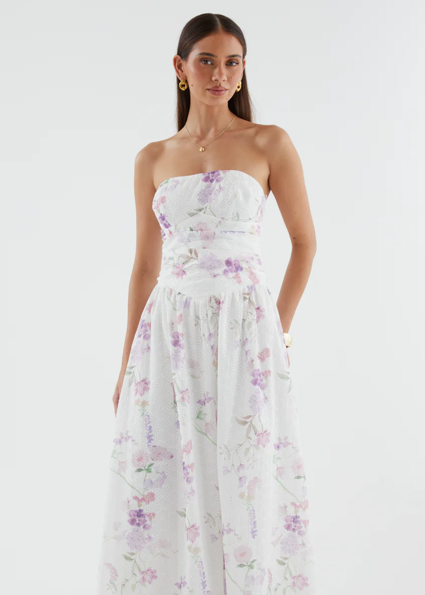 Rena Strapless Maxi Dress - Lavender Flowers - Image 4