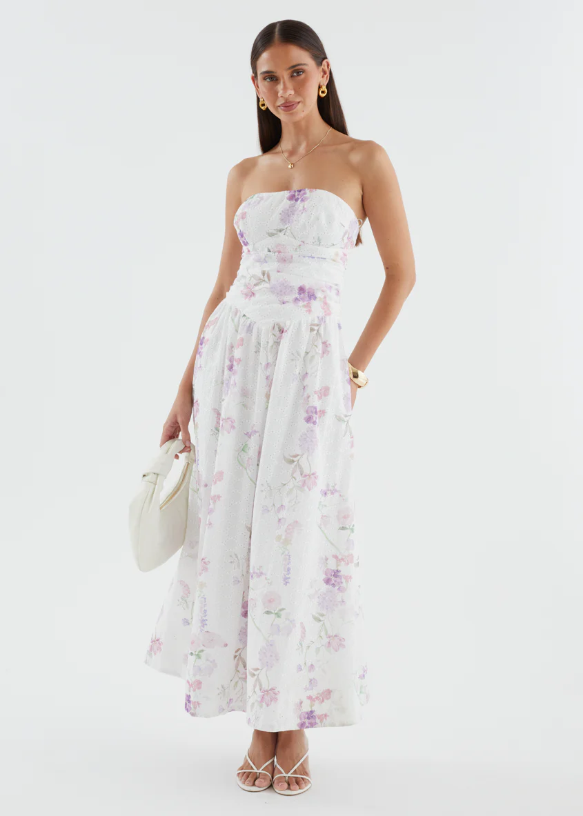 Rena Strapless Maxi Dress - Lavender Flowers - Image 5